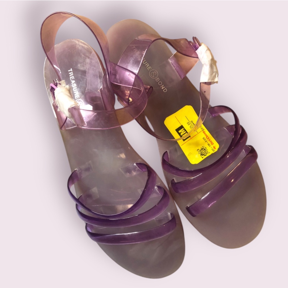 Treasure & Bond Purple Jelly Strappy Flat Sandals for Women